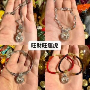 屈崖隆 旺財旺運虎 配純銀殻